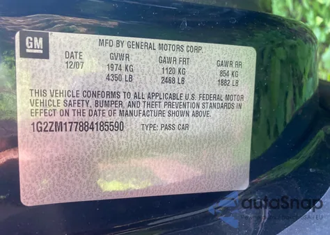 2008 Pontiac G6 Gxp z USA, uszkodzony, nr VIN 1G2ZM177884185590